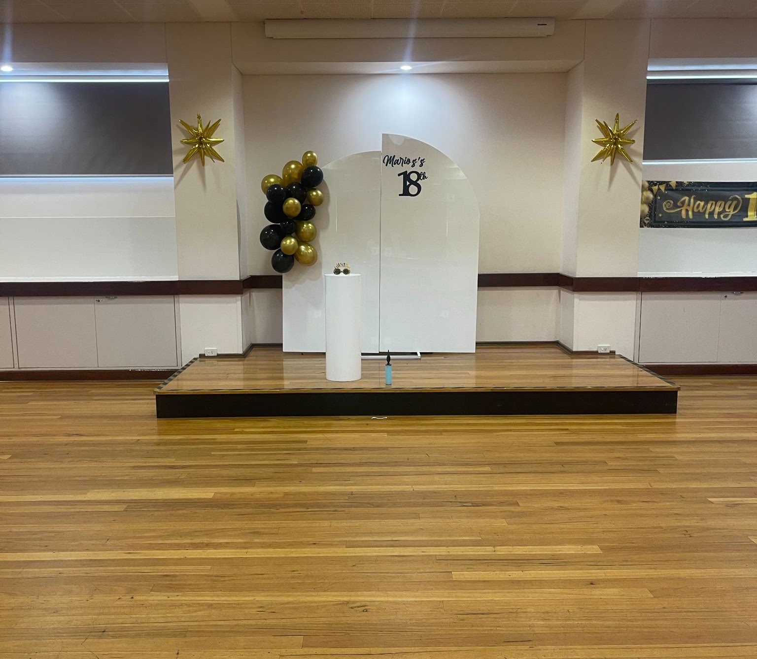 Styled function room set up for a TML catered event